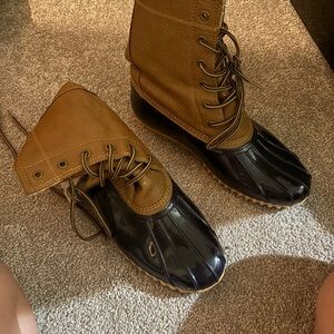 Brown and Black Duck Boots